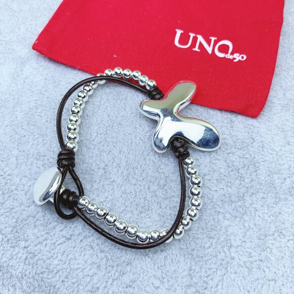 Uno de 50 Sterling silver-plated double leather bracelet - Picture 4 of 4